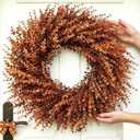 26in Large Artificial Autumn Eucalyptus Wreath (Fall Orange)