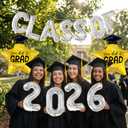 3 x Silver Class of 2026 Balloons Banner, 16 Inch Graduation Decorations Class of 2026 Balloons for High School College Graduation Party Graduation Decorations