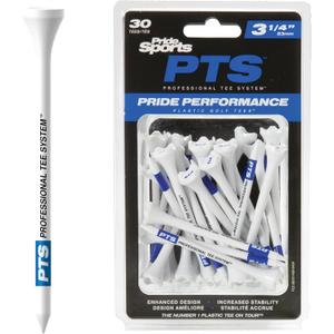 PrideSports PTS Plastic Golf Tees | 30 Count, 3-1/4 Inch | #1 Plastic Tee on Tour | Best for Drivers & Woods