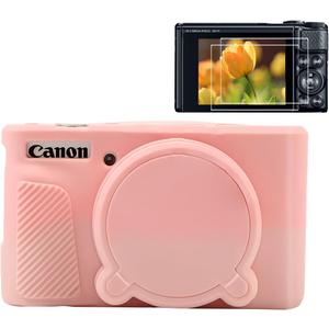 Pocoukate Case for Canon PowerShot SX740 HS Camera with Screen Protector, Soft Silicone Protective Cover Skin with Removable Lens Cover for SX740/SX730 HS Accessories Rubber - Sweet Smoked Pink
