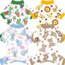 XPUDAC 4 Pieces Dog Pajamas Soft Strechy Puppy Onesies Pet Clothes for Small Medium Dogs Boy Girl Cat Pet Outfit, S