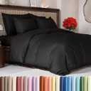 Duvet Cover Full Size Set - Extra Soft Full Size Duvet Cover 80 x 90 with 2 Pillow Shams - Hotel Luxury Quality Easy Care and Fade Free w/Zipper Closures & Ties - Comfy Breathable Bedding Set (Black)