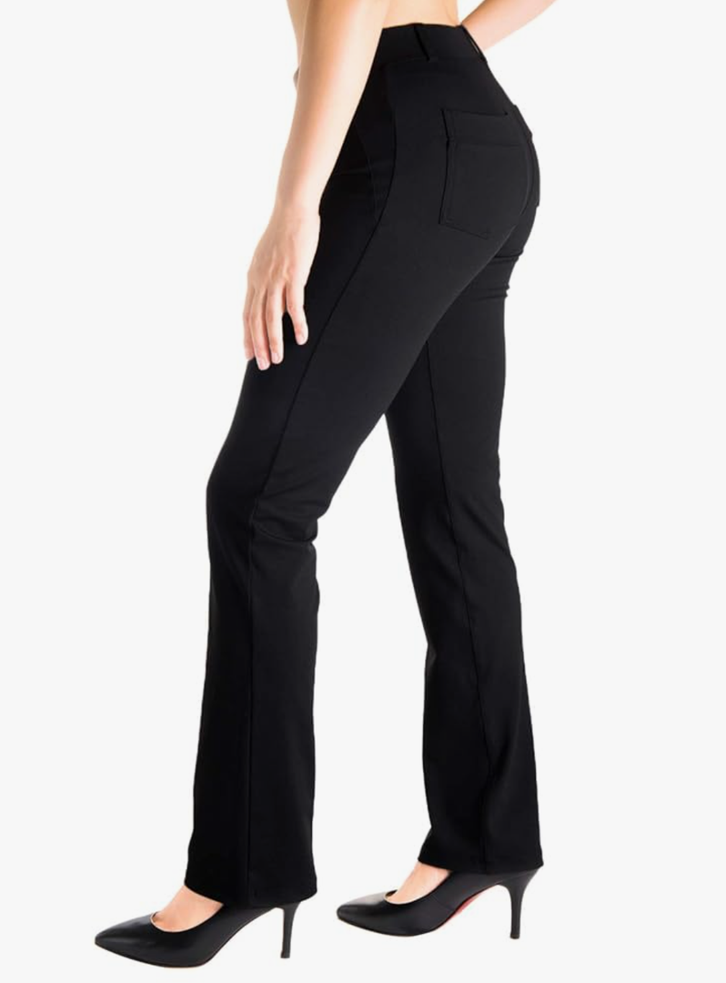 Yogipace,Belt Loops,Women's Petite/Regular/Tall Straight Leg Yoga Dress Pants, Large