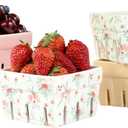 AELS Ceramic Berry Basket, Farmhouse Fruit Bowl Container for Fruit & Vegetables, Farmers Market, Pink Floral Pattern, Kitchen Decor, Stoneware Harvest Bowls, Set of 4