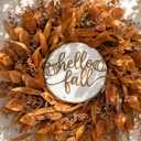 32" Artificial Fall Eucalyptus Wreath with Seeds for Front Door(Orange) 3 Different Shape of Eucalyptus Leaves,Large Size,Full & Vivid,for Autumn Porch Wall Window Fireplace Farmhouse Harvest Decor
