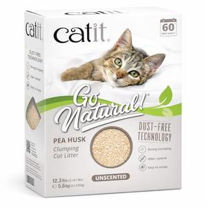 Catit Go Natural Pea Husk Clumping Cat Litter – Unscented, 12.3 lbs – Plant-Based, Eco-Friendly, Dust-Free & Flushable Cat Litter – Natural Clumping Formula, Low Tracking, Highly Absorbent
