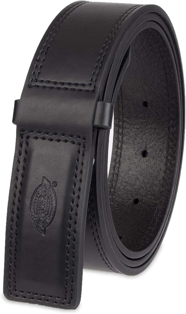 Dickies Men's Leather Mechanic No-Scratch Work Belt - Buckleless, Snap-On Belt (X-Large (42-44), Black)