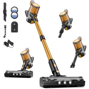 Cordless Vacuum Cleaner, 8 in 1 40Kpa 55Mins,Lightweight Vacuum Cleaners for Home, Stick Vacuum with Anti-Tangle Brush,Wall Mount, Rechargeable Cordless Vacuum for Floor/Sofa/Pet Hair,Gold