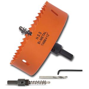 4.5 inch Hole Saw with Arbor for Metal Wood Plastic, 4-1/2 in Bimetal Hole Cutter for Different Project with Smooth and Flat Drilling Edge, Fast Chip Removal