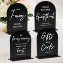 KOSKIMER 4 Pcs Acrylic Wedding Signs - 5x7 Inch Black Signage for Ceremony and Reception, Guest Book, Cards, Favors, In Loving Memory, Wedding Reception Decor (Set of 4)