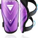 Shin Guards Soccer Kids Youth, CE Certified Airsfish Shin Guard Protection Gear for Boys Girls Teenagers High Impact Resistant Breathable Comfortable 1 Pair (X-Small, Purple)