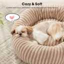 MIXJOY Dog Bed Medium Size Dogs, Washable Medium Dogs Bed with Removable Cover, Cozy Donut Dog Ded Fluffy Plush Faux Fur Pet Bed with Anti-Slip Bottom, 30"x30"x8", Beige