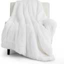 Bedsure Faux Fur Fluffy Fleece Sherpa Blanket Couch Throw White 50"x60"