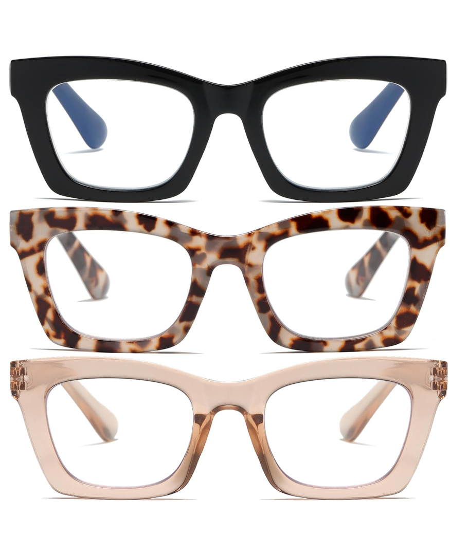 Oprah- Readers for Women - Stylis Style Reading Glasses with Blue Light Blocking and Spring Hinge(Black, Brown,white Tortoiseshel, 1.25xl)