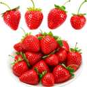 24 Pieces Artificial Strawberries 2.16inch/2.36inch/2.75inch Faux Realistic Strawberry Plastic Simulation Fake Fruit Decoration for Garden Decoy Bird Deterrent Photography Prop