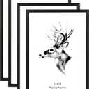 Yaetm 12x18 Frame Black Set of 4, Solid Wood Picture Frame 12 x 18 for Photos, Posters & Art Prints, Horizontal and Vertical Wall Moun (4 pack, Anthracite Black)