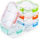 CREST Glass Meal Prep Containers 2 Compartment Set, 5-Pack, 34oz,Divided Bento Lunch Boxes with Lids for Adults (Multicolor)