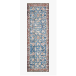 Loloi Loren Collection LQ-01  BLUE / BRICK  29 x 89 inch Accent Rug