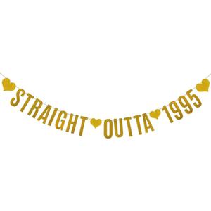 2 x STRAIGHT OUTTA 1995 Banner,Pre-Strung,Gold Paper Glitter Party Decorations for 31st Birthday Party Supplies Letters Gold ZHAOFEIHN