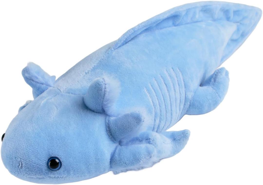 Soft Axolotl Plush - 19 Inch Cute Salamander Plush Pillow, Kawaii Plushie Toy, Axolotl Gifts for Kids and Youth (Blue)