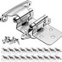 10 Pairs 1/2 Inch Overlay Cabinet Hinges,Self Closing Overlay Hinges with Longer Stainless Steel Screws, Satin Nickel