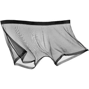 Men's Ice Silk Boxer Briefs, Ultra-Thin, Transparent, Breathable, White (Medium, Black)