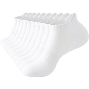Ankle Socks for Women, Cushioned Low Cut Running Socks Breathable Cotton Gym Socks for Women 5 Pairs (9-11, White)