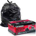 Ultrasac Heavy Duty Contractor Bags (VALUE 50 PACK/w TIES), 42 Gallon, 32.75" X 47" - 3 MIL Thick Large Black Industrial Garbage Trashbags for Construction and Commercial use