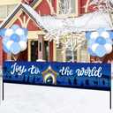 2 x Whaline Christmas Banner Decoration Set Joy To The World Xmas Banner Kit with 30Pcs Balloons Nativity Fence Banner with String Ribbon for Winter Holiday Party Home Decor Supplies, 33Pcs