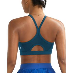 RUNNING GIRL Sports Bra for Women,Y Back Molded Cup Medium Impact Sports Bras with Sewn in Pads (Blue, XL)