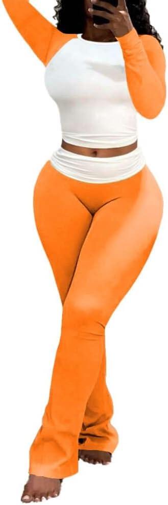Nimsruc Lounge Sets For Women 2 Piece Outfits Fall Comfy Tracksuits (Orange, S)