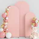 Wokceer Wedding Arch Cover Set of 3 Spandex Fitted Wedding Arch Stand Covers for Round Top Chiara Arch Backdrop Stands Cover for Birthday Party Ceremony Banquet Decoration 4ft, 5ft, 6ft Pale Pink