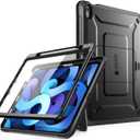 SUPCASE for iPad Air 5th Generation Case / iPad Air 4th Generation Case with Pencil Holder (Unicorn Beetle Pro), [Built-in Screen Protector & Stand] Rugged Case for iPad Air 5/4 10.9 Inch, Black
