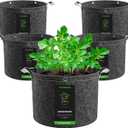 VIVOSUN 5-Pack 10 Gallon Grow Bags, 500G Thick Nonwoven Fabric Pots with Strap Handles, Multi-Purpose Rings, for Low Stress Plant Training Fruits, Vegetables, and Flowers