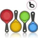 leepiya Measuring Cups and Spoons set, Collapsible Measuring Cups, 8 piece Measuring Tool Engraved Metric/US Markings for Liquid & Dry Measuring, Space Saving, BPA Free Silicone, Colorful (Green)