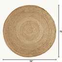 GRUHUM Handwoven 6ft Jute Area Rug Natural Fiber Cotton Round Boho Farmhouse Rustic Vintage Soft Braided Reversible EcoFriendly Rugs-Indoor EcoFriendly Kitchen Bedroom Living Room Hallways 6'ft Round