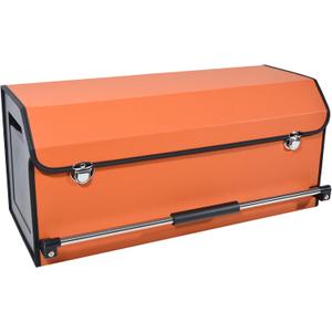 XCF Car Trunk Organizer for SUV, Collapsible Leather Car Storage Trunk Organizer with Lid and Sturdy Handle Car Trunk Leather Storage Box (Orange, 27.1 x 11.4 x 12.2in)