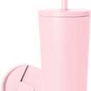 Simple Modern Insulated Tumbler with Lid and Straw | Iced Coffee Cup Reusable Stainless Steel Water Bottle Travel Mug | Gifts for Women Men Her Him | Classic Collection | 20oz | Blush