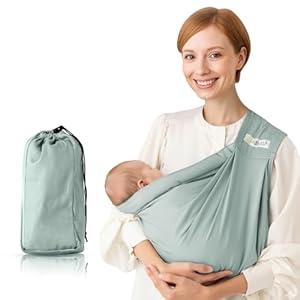 Baby Sling Carrier for Newborn to Toddler(8-45 Lbs), Cozy Wearing Baby Carrier Wrap Sling with Adjustable Strap Safety Buckle, Portable Lightweight Child Carrier Sling One Size Fit All-Grey
