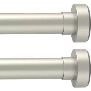 2Pack Silver Shower Curtain Rod 33 to 72Inch:Spring Tension Shower Rod for Bathroom Kitchen Doorway,Heavy Duty Adjustable Tension Shower Curtain Rod No Drilling No-Slip Easy Install,Matte Silver