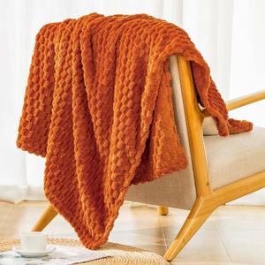Bnuitland Orange Flannel Throw Blanket (50X70 inches), 300 GSM Fleece Cozy Warm Soft Home Decor Lightweight Bed Sofa Blanket for Adults, Suitable for All Seasons.