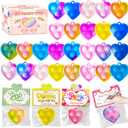 2 x 36 PCS Valentines Day Gifts Cards with Heart Pop Fidget Toys Bulk,Valentine Party Favors for Kids Mini Pop Heart Keychain,School Classroom Prizes Exchange Goodie Bag Stuffers for Toddlers Boys Girls