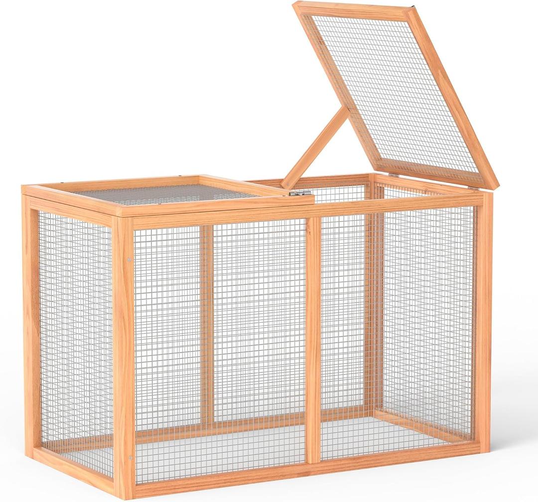 GOJOOASIS 40" Chicken Run Outdoor Wooden Chicken Coop Hen House Poultry Cage w/Wire Fence Indoor and Outdoor Use (B)