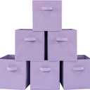 Stero 13x13x13 Inch Fabric Storage Bins 6 Pack Fun Colored Durable Storage Cubes with Handles Foldable Cube Baskets for Home, Kids Room, Closet and Toys Organization Purple