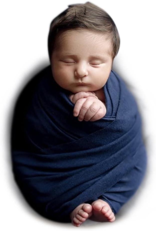 Newborn Photography Props Swaddle Newborn Wraps for Baby Boys Girls Infant Baby Photo Props Shoot Stretch Blanket (Navy Blue)