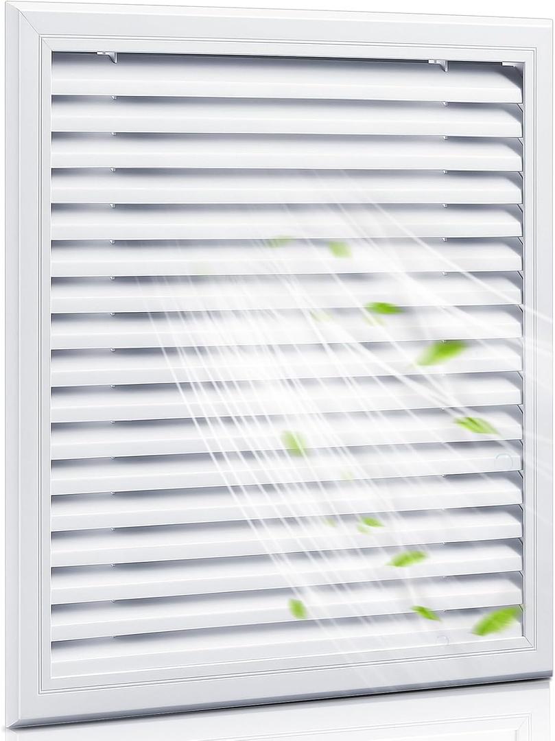 Blulu 20'' x 20'' Duct Opening Decorative Gable Vent, Heavy Duty Cold Air Return Attic Vent Cover for Walls Shed Crawl Space Houses Garage Various Home Decoration, Outer Dimensions 21.75'' x 21.75''