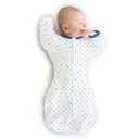SwaddleDesigns Transitional Swaddle Sack, Arms Up Half-Length Sleeves & Mitten Cuffs, Swaddle for Newborn Transition to Baby Sleep Sack Wearable Blanket, Small, 0-3 month, 6-14 lb, Blue Tiny Triangles
