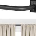 Black Curtain Rods, Room Darkening Curtain Rod for Windows 66 to 120 Inches(5.5-10Ft), Wrap Around Rods, Adjustable Heavy Duty Blackout Drapery Rod, Window Treatment, Matte Black
