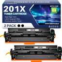 201X Toner Cartridge Replacement Compatible for HP 201X CF400X 201A CF400A Works with Color LaserJet Pro MFP M277dw M277c6 M252dw M252n M252 M277 M277n 277dw Printer (2 Black)