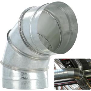90-Degree Elbow Pipe, 6" Galvanized Metal Duct Pipe Connector, 90 Stainless Steel HVAC Elbow Pipe, Single Wall Ducting Fitting for Exhaust, Ventilation Hose Collar